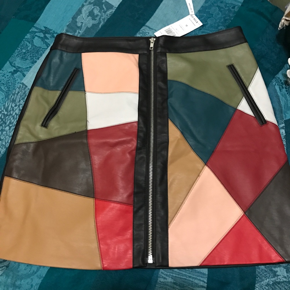 Vegan Leather BCBG Patchwork Skirt